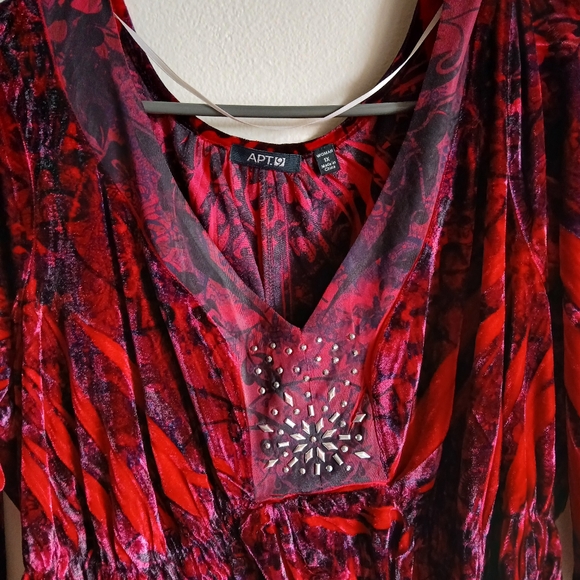 Apt.9 Velvet Baby Doll Style Tunic Shirt 1X Red Vampy Velour Y2K Grunge - Picture 4 of 11